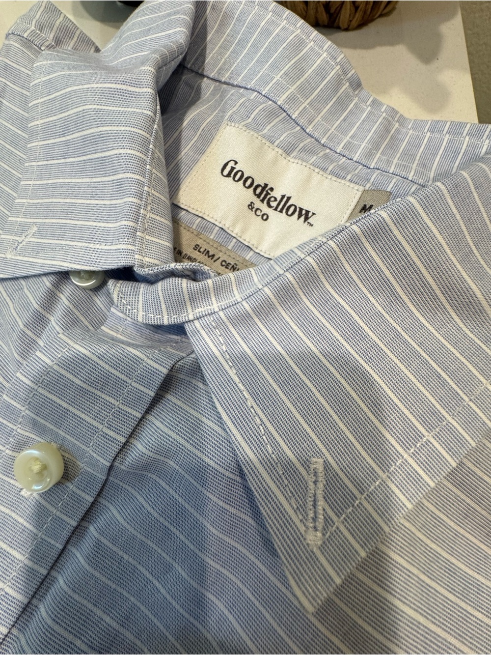 Goodfellow & Co Blue and White Pinstripe Dress Shirt medium